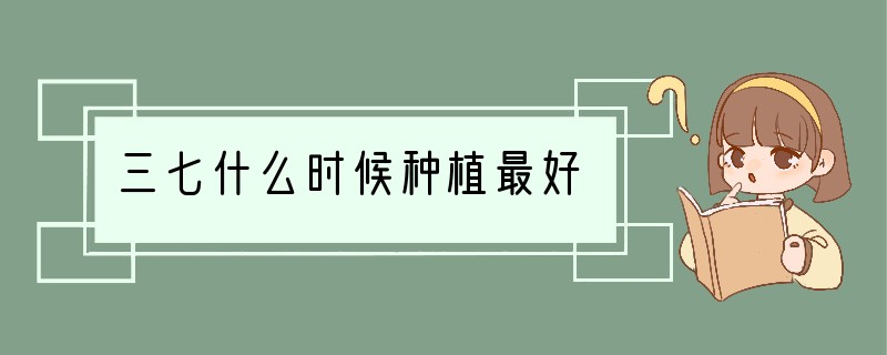三七什么时候种植最好