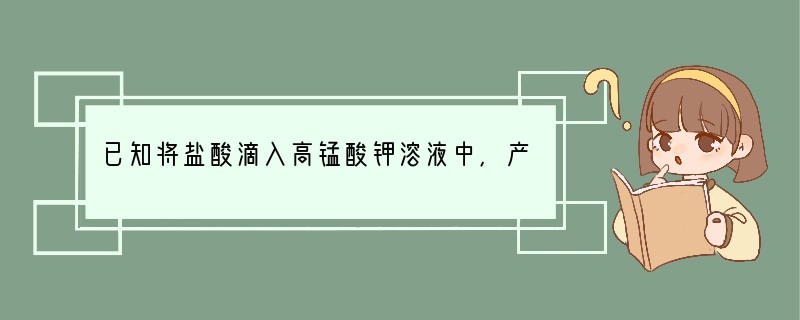 已知将盐酸滴入高锰酸钾溶液中，产生黄绿色气体，而溶液的紫红色褪去。现有一个氧化还原反