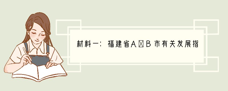 材料一：福建省A．B市有关发展指标地区年度（增速）地区生产总值（万元）人均地区生产总