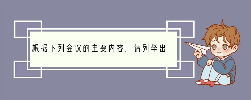 根据下列会议的主要内容,请列举出会议的名称（4分）（1）提出建设有中国特色的社会主义